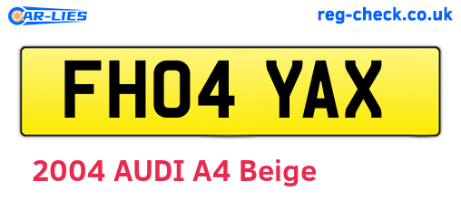 FH04YAX are the vehicle registration plates.