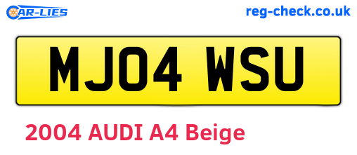 MJ04WSU are the vehicle registration plates.