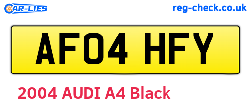 AF04HFY are the vehicle registration plates.