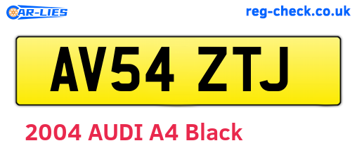 AV54ZTJ are the vehicle registration plates.