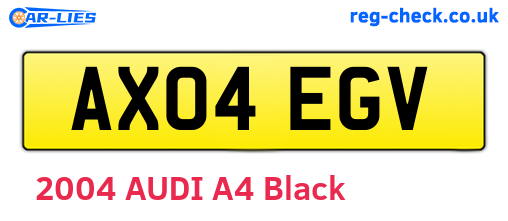AX04EGV are the vehicle registration plates.