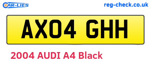 AX04GHH are the vehicle registration plates.