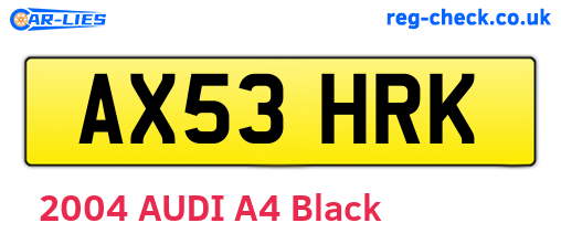AX53HRK are the vehicle registration plates.