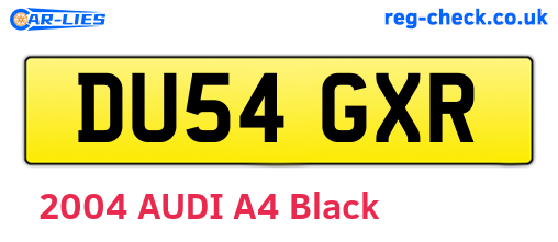 DU54GXR are the vehicle registration plates.