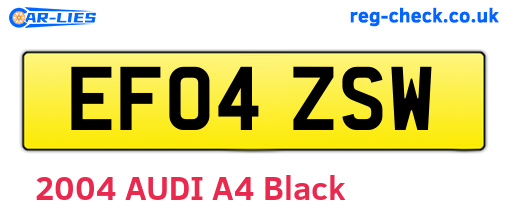EF04ZSW are the vehicle registration plates.