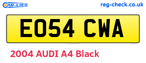 EO54CWA are the vehicle registration plates.