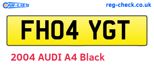 FH04YGT are the vehicle registration plates.