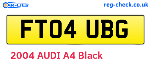 FT04UBG are the vehicle registration plates.