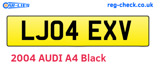 LJ04EXV are the vehicle registration plates.