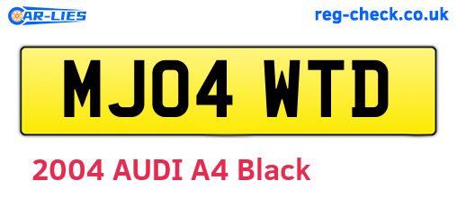 MJ04WTD are the vehicle registration plates.