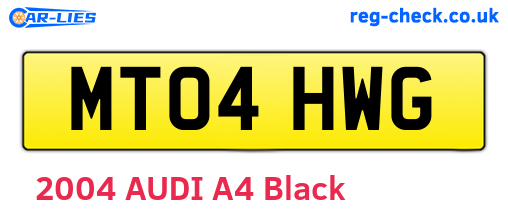 MT04HWG are the vehicle registration plates.