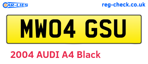 MW04GSU are the vehicle registration plates.