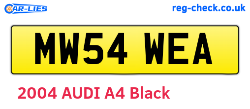 MW54WEA are the vehicle registration plates.