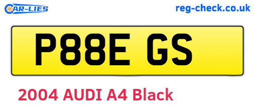 P88EGS are the vehicle registration plates.