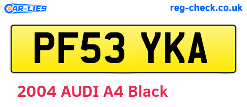 PF53YKA are the vehicle registration plates.
