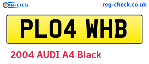 PL04WHB are the vehicle registration plates.