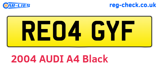 RE04GYF are the vehicle registration plates.