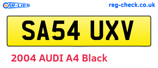 SA54UXV are the vehicle registration plates.