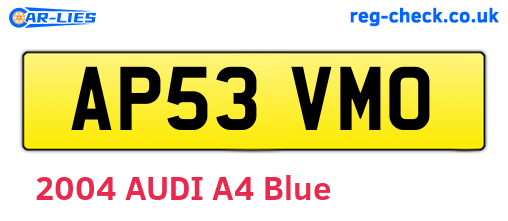 AP53VMO are the vehicle registration plates.