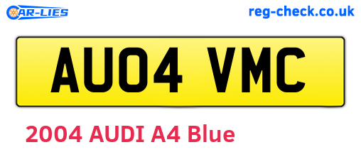 AU04VMC are the vehicle registration plates.