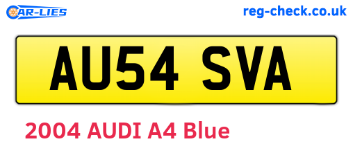 AU54SVA are the vehicle registration plates.