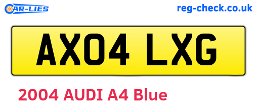AX04LXG are the vehicle registration plates.