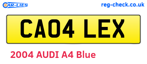 CA04LEX are the vehicle registration plates.