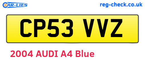 CP53VVZ are the vehicle registration plates.