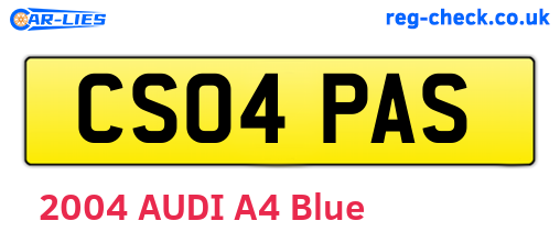 CS04PAS are the vehicle registration plates.