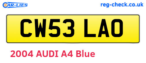CW53LAO are the vehicle registration plates.