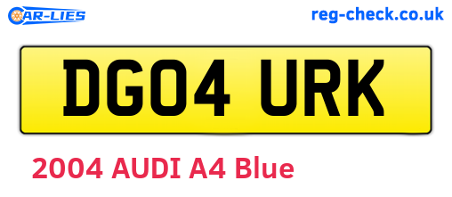 DG04URK are the vehicle registration plates.