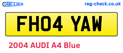 FH04YAW are the vehicle registration plates.