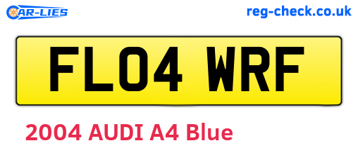 FL04WRF are the vehicle registration plates.