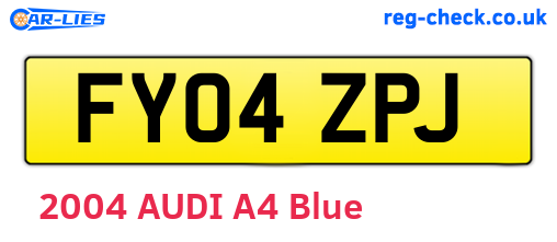 FY04ZPJ are the vehicle registration plates.