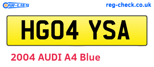 HG04YSA are the vehicle registration plates.