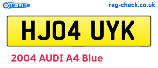 HJ04UYK are the vehicle registration plates.