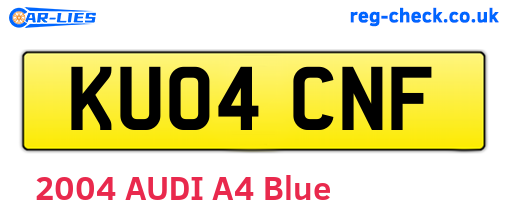 KU04CNF are the vehicle registration plates.