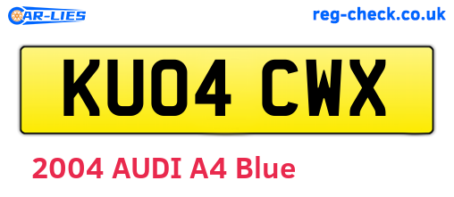 KU04CWX are the vehicle registration plates.