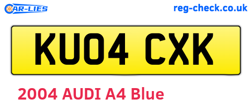 KU04CXK are the vehicle registration plates.