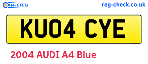 KU04CYE are the vehicle registration plates.