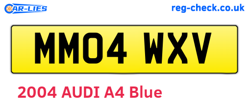 MM04WXV are the vehicle registration plates.