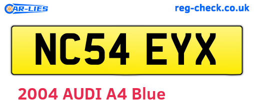 NC54EYX are the vehicle registration plates.