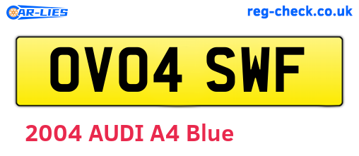 OV04SWF are the vehicle registration plates.