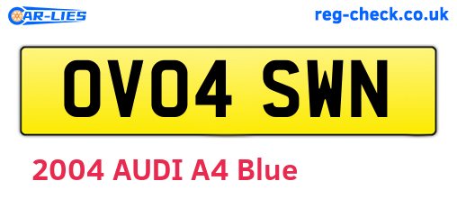 OV04SWN are the vehicle registration plates.