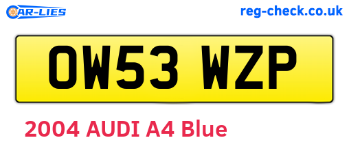 OW53WZP are the vehicle registration plates.