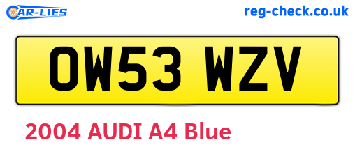 OW53WZV are the vehicle registration plates.