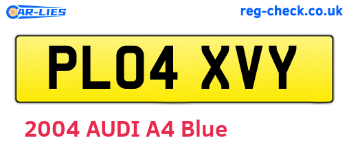 PL04XVY are the vehicle registration plates.