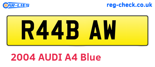 R44BAW are the vehicle registration plates.