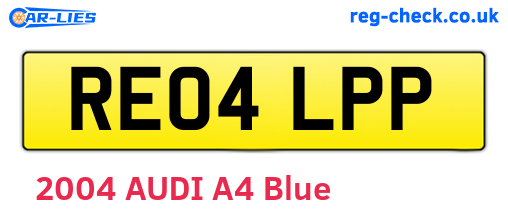 RE04LPP are the vehicle registration plates.