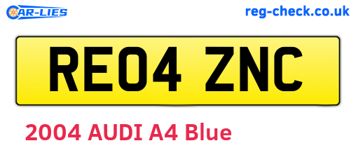 RE04ZNC are the vehicle registration plates.
